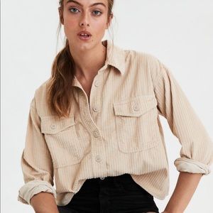 AE Cropped Corduroy Button Down Shirt